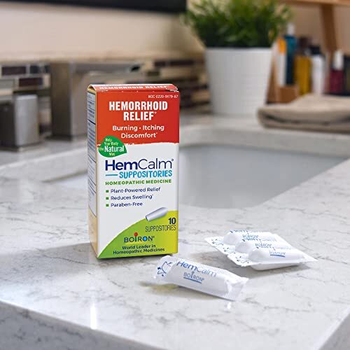 Boiron HemCalm Suppositories for Hemorrhoid Relief of Pain, Assorted Sizes