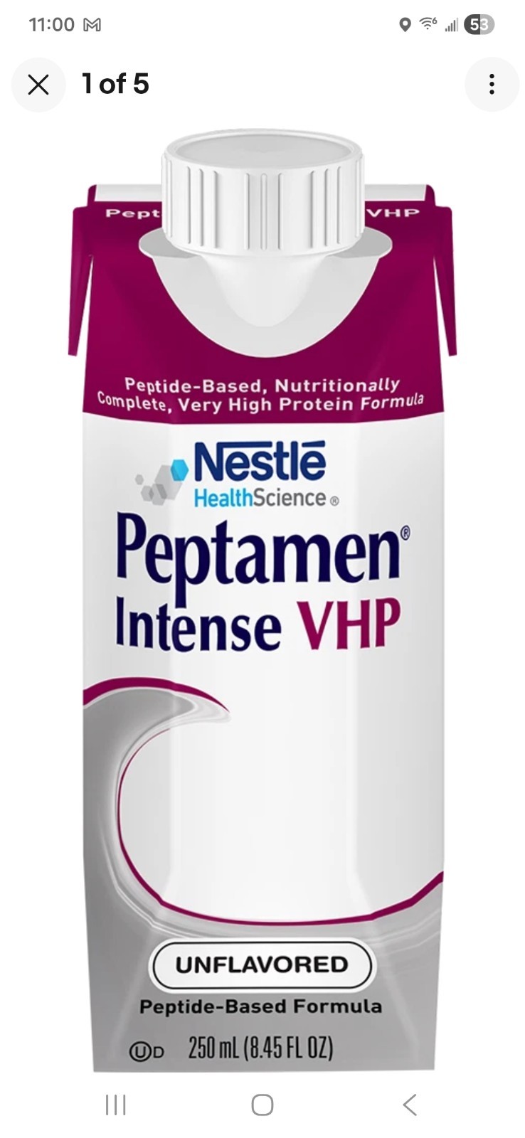 Nestlé Peptamen Intense VHP Case Of(24) 8.45 oz. bottles Unflavored