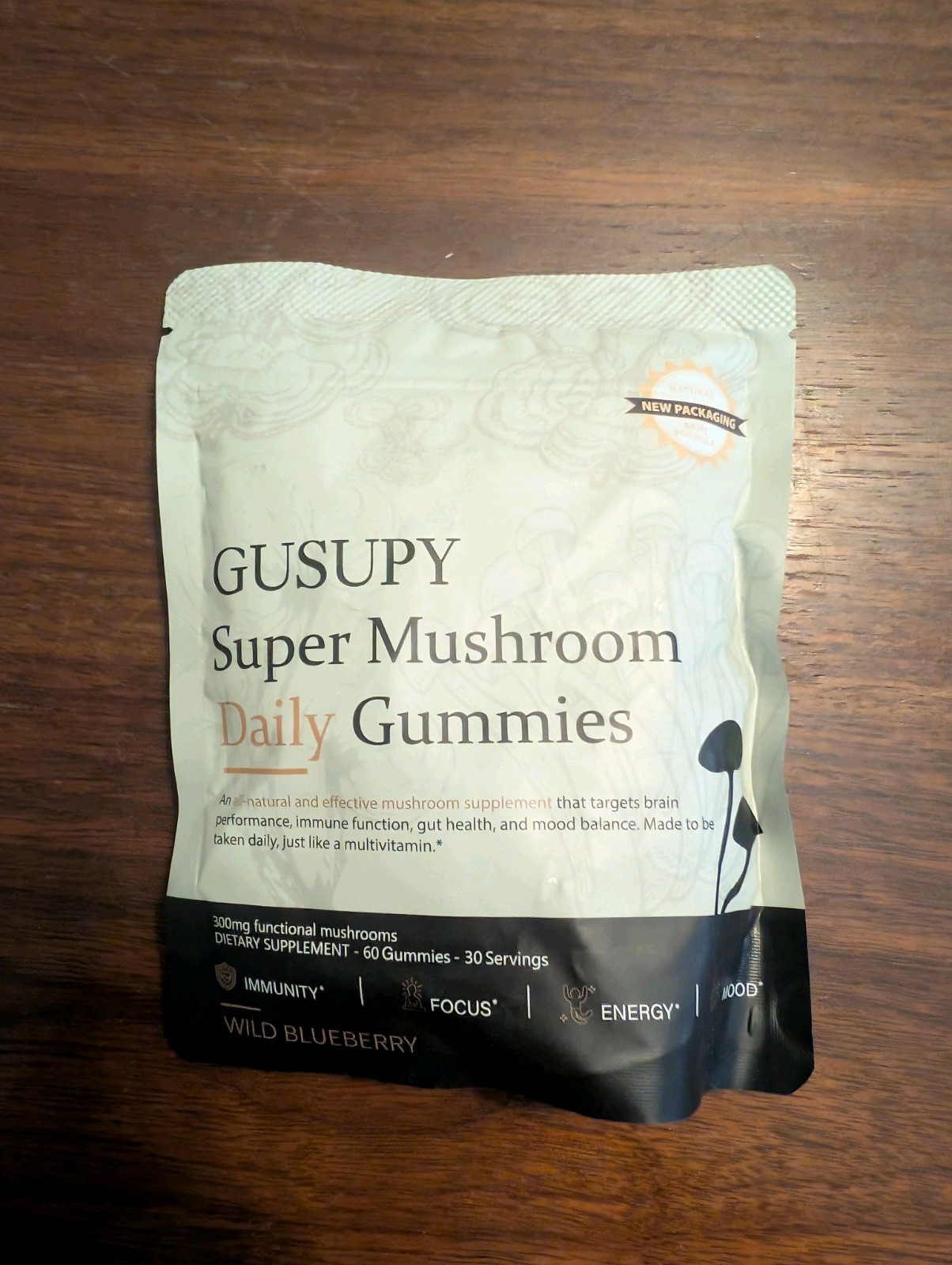 GUSUPY Lion’s Mane Focus Gummies 60ct Gluten-Free All Natural 300mg