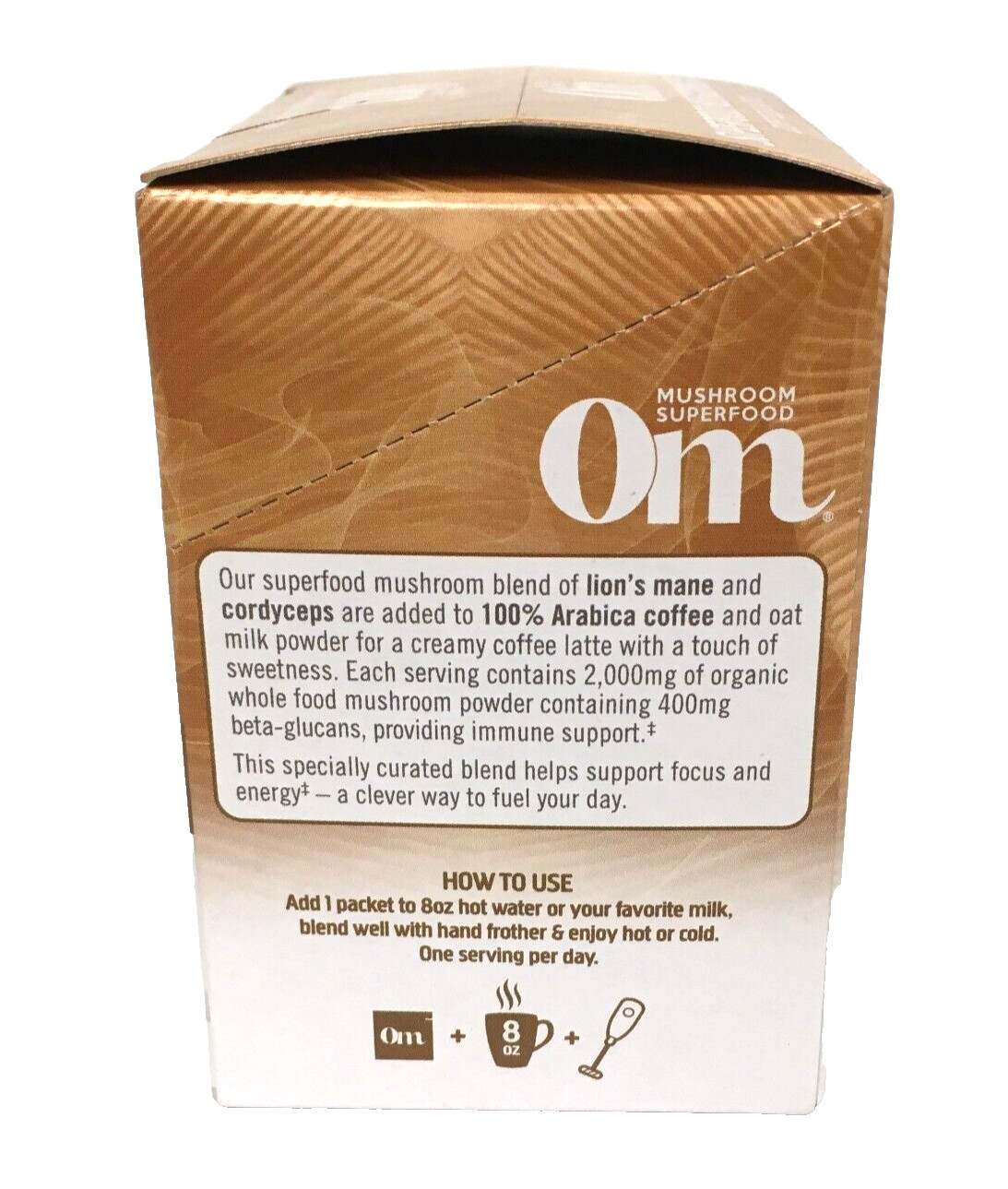 OM Superfood Mushroom Blend Coffee Latte Energy Focus Immune Health 10 Packets