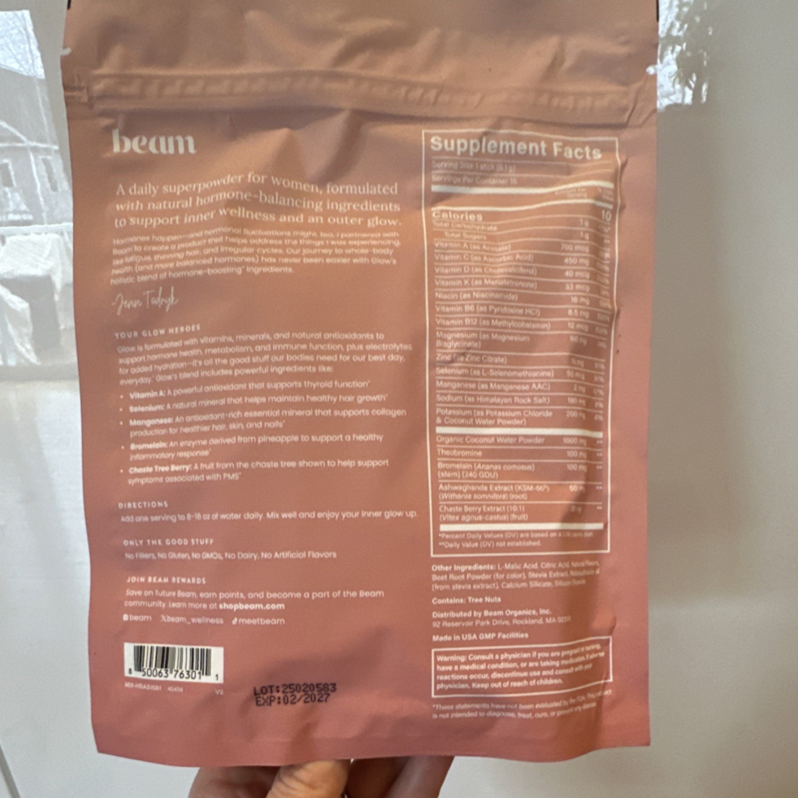 beam Glow Women’s Superpowder Raspberry 15 Sticks Hair Skin Nail Health