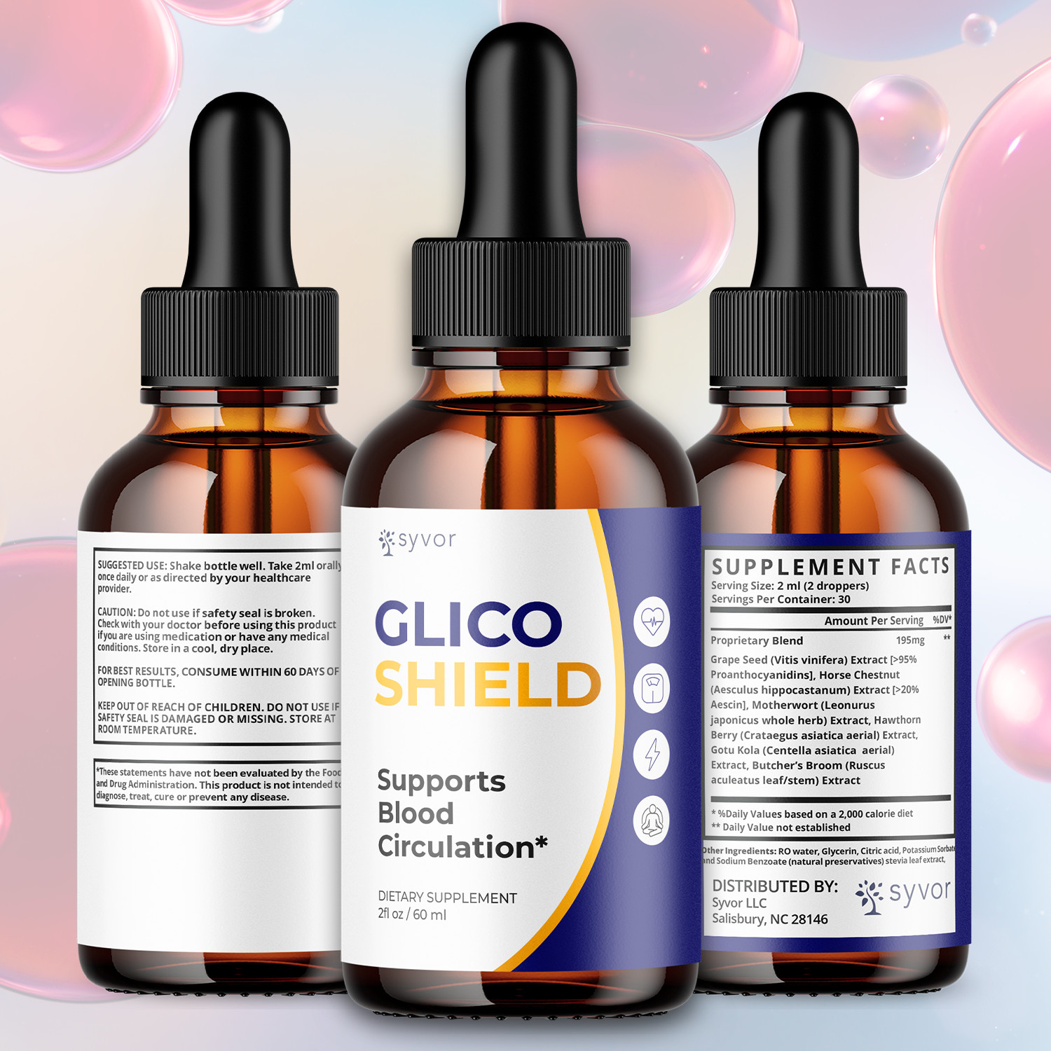 (1 Pack) Glico Shield Blood Support Drop GlicoShield Vitamin Formula 30 Servings