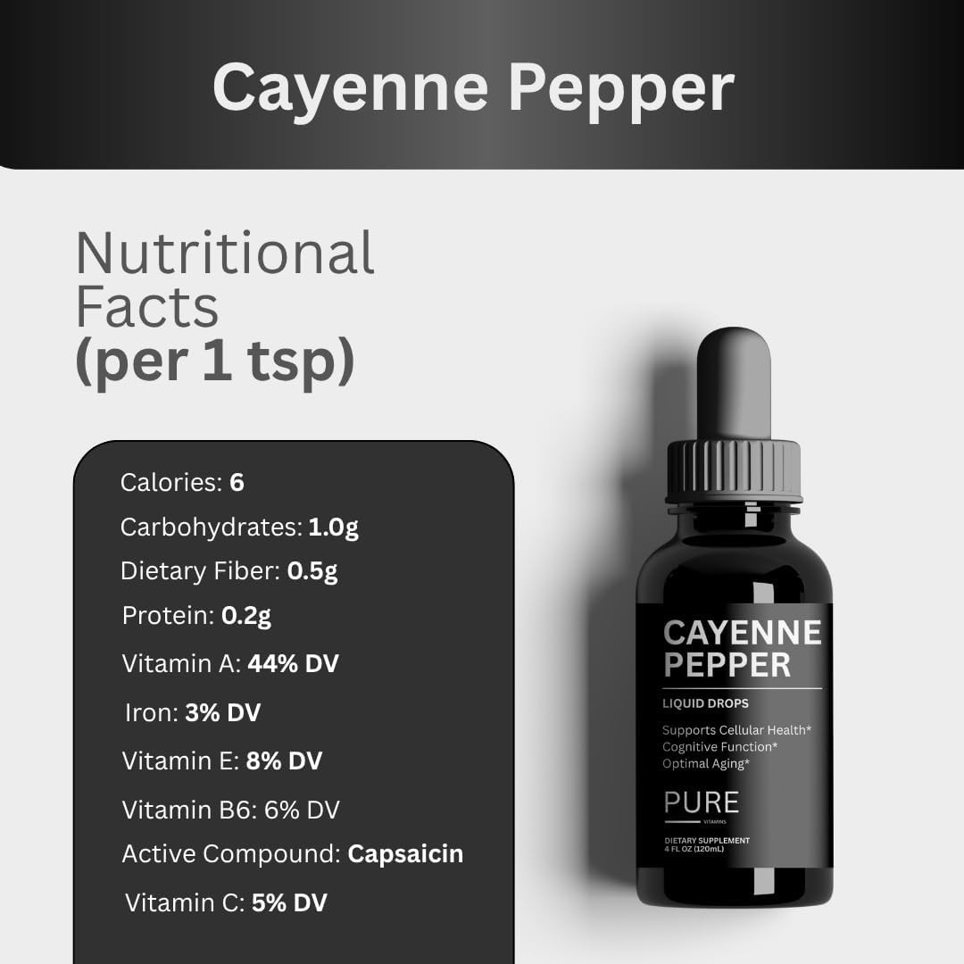 Organic Cayenne Pepper Extract w/ Hawthorn, Beet Root extract, Turmeric 4 fl oz.