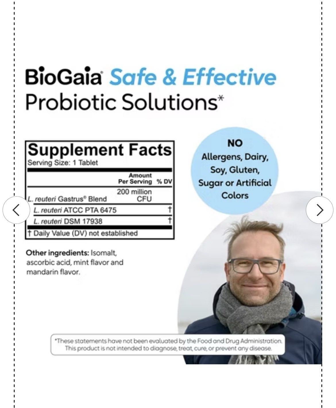 BioGaia Gastrus Probiotic Chewables 30 Tablets Mandarin Non-GMO Gluten Free