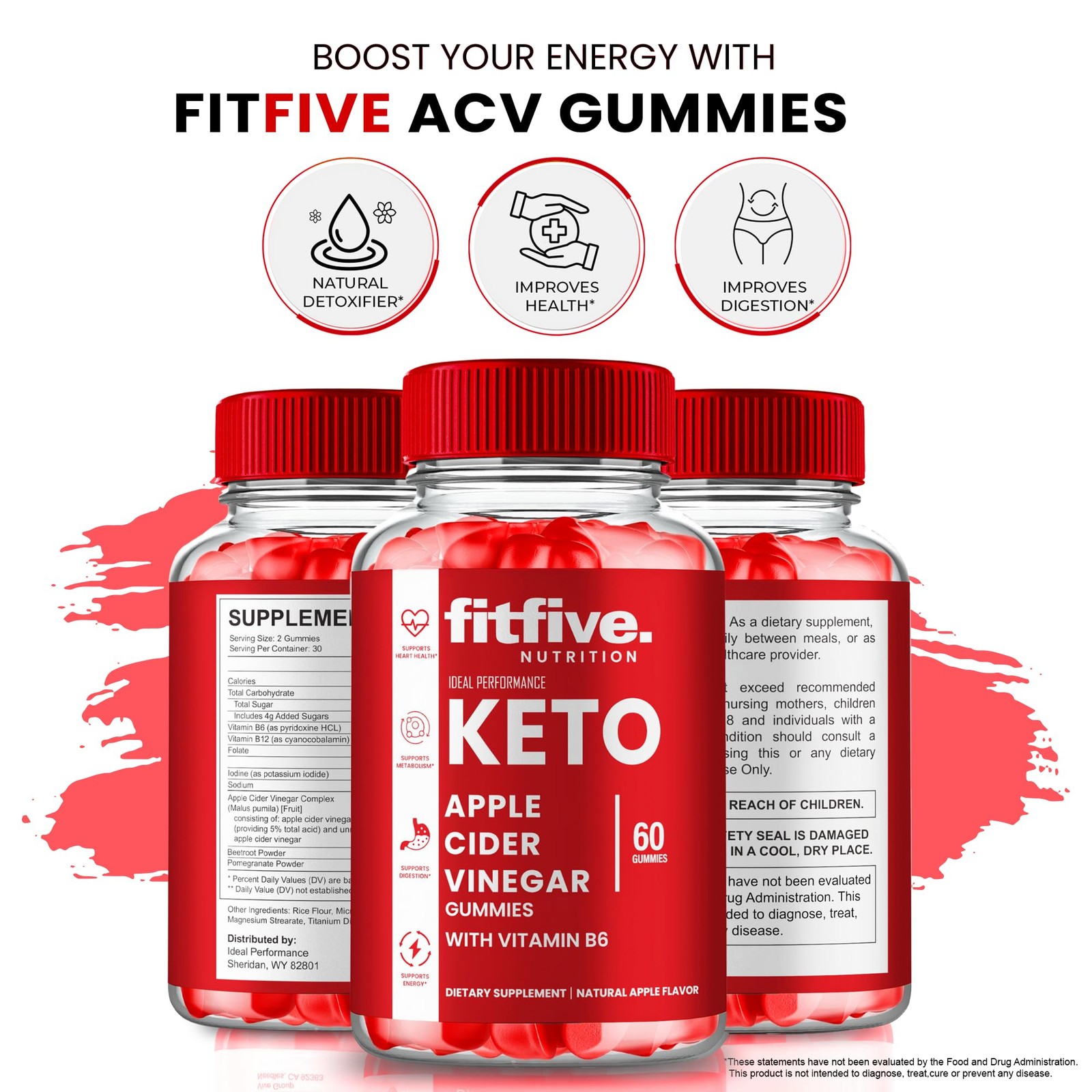 Fitfive Weight Management Digestive Supplement – 180 Gummies (3 Pack)