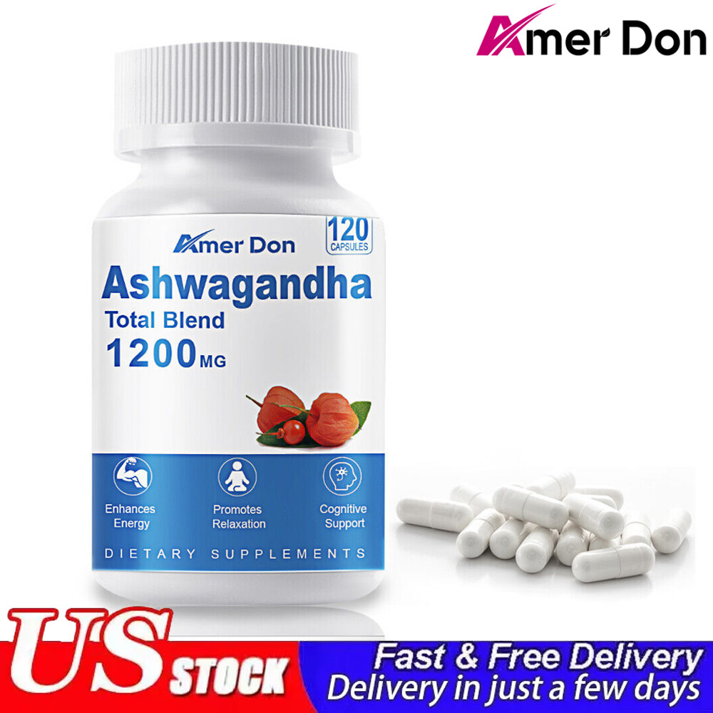 , Organic Ashwagandha Capsules 1200mg 120 Capsules with Black Pepper Root Powder