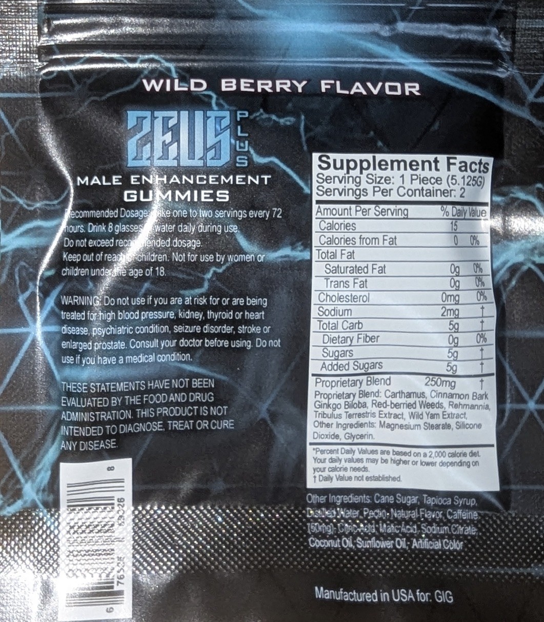 Zeus Wild Berry Gummies Male Supplement 4 packs – 8 servings