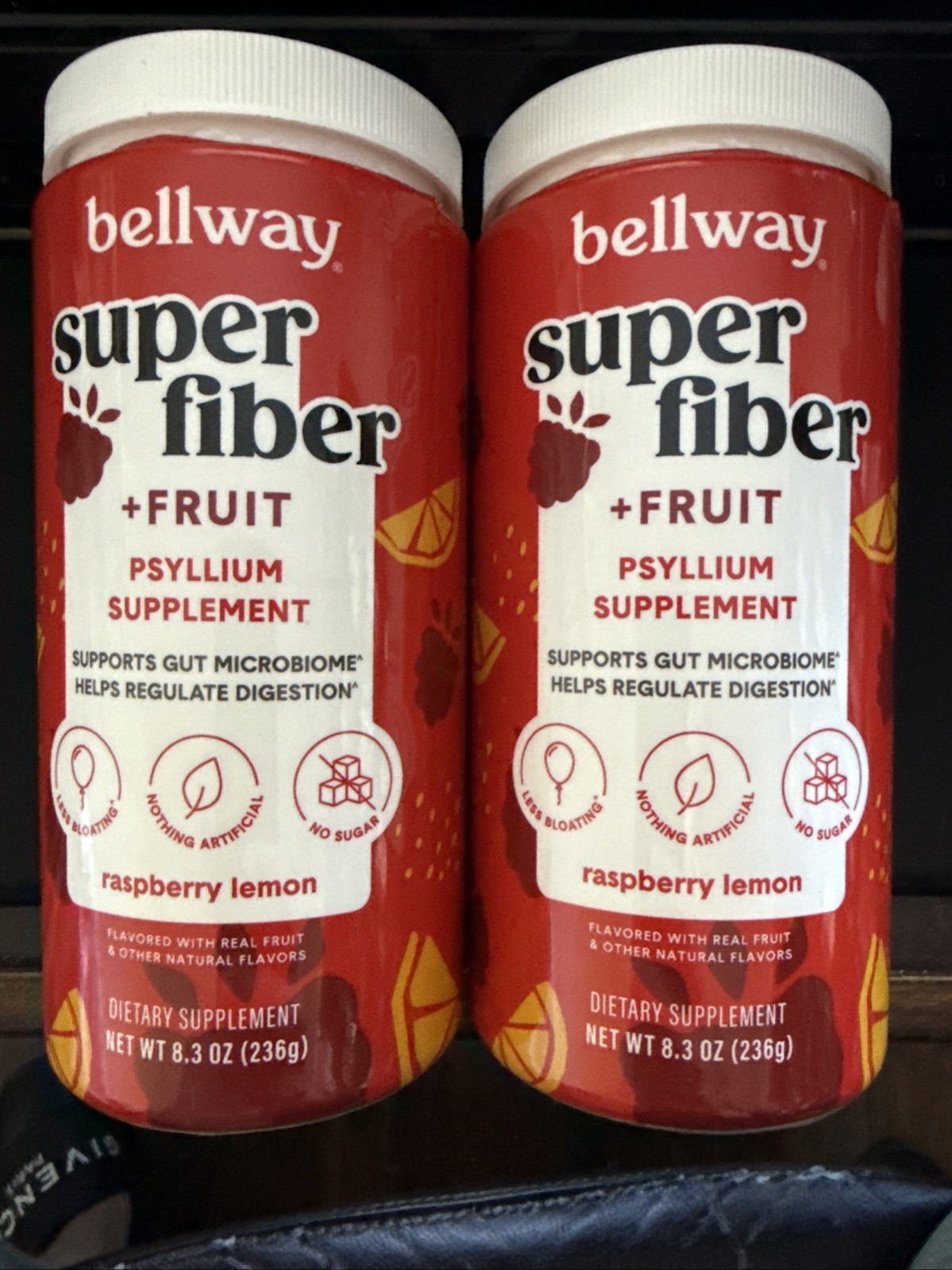 Lot Of 2 Bellway Raspberry Lemon Super Fiber + Fruit 8.3 oz – EXP 05/30/2026