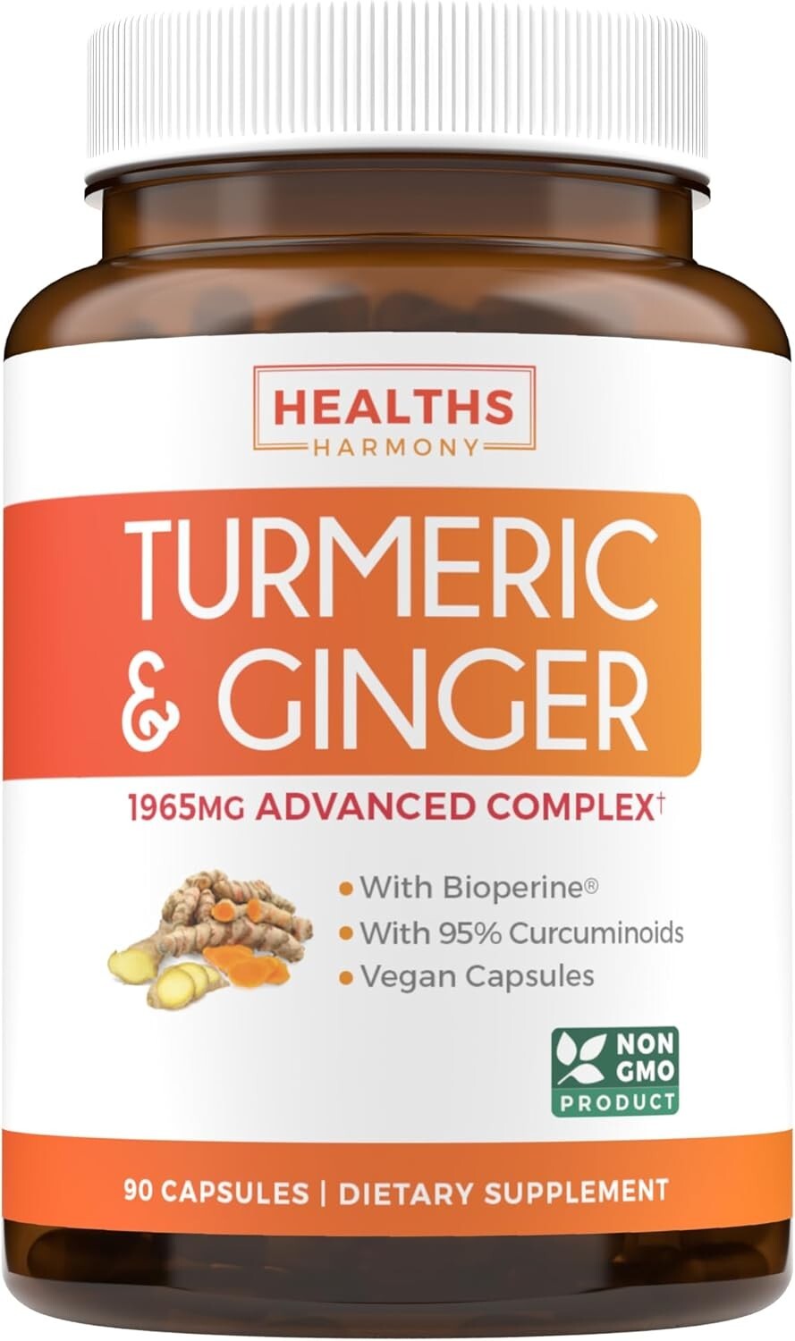 Health’s Harmony Turmeric and Ginger Supplement 1980mg Serving, Turmeric 90ct