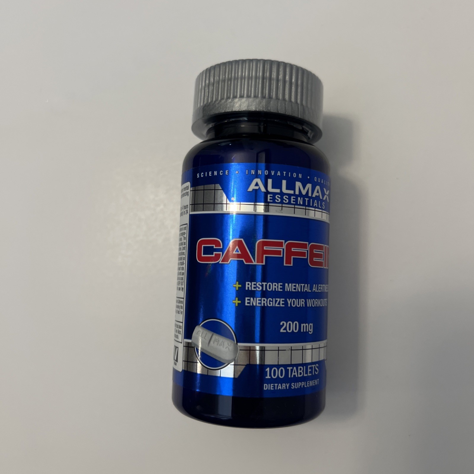 ALLMAX Essentials Caffeine 200mg 100 Tab Energy Workout Exp 5/2026