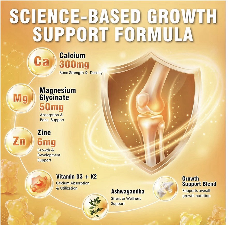 Biozoe Height Growth Gummies Orange Flavor 90 Count for Teens Bone & Joint
