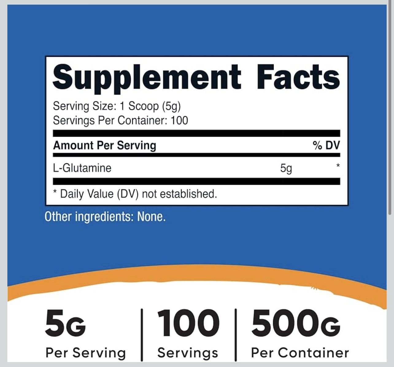 Nutricost Pure L-Glutamine Powder 500G – 100 Servings, Non-GMO & Expire 02/2029
