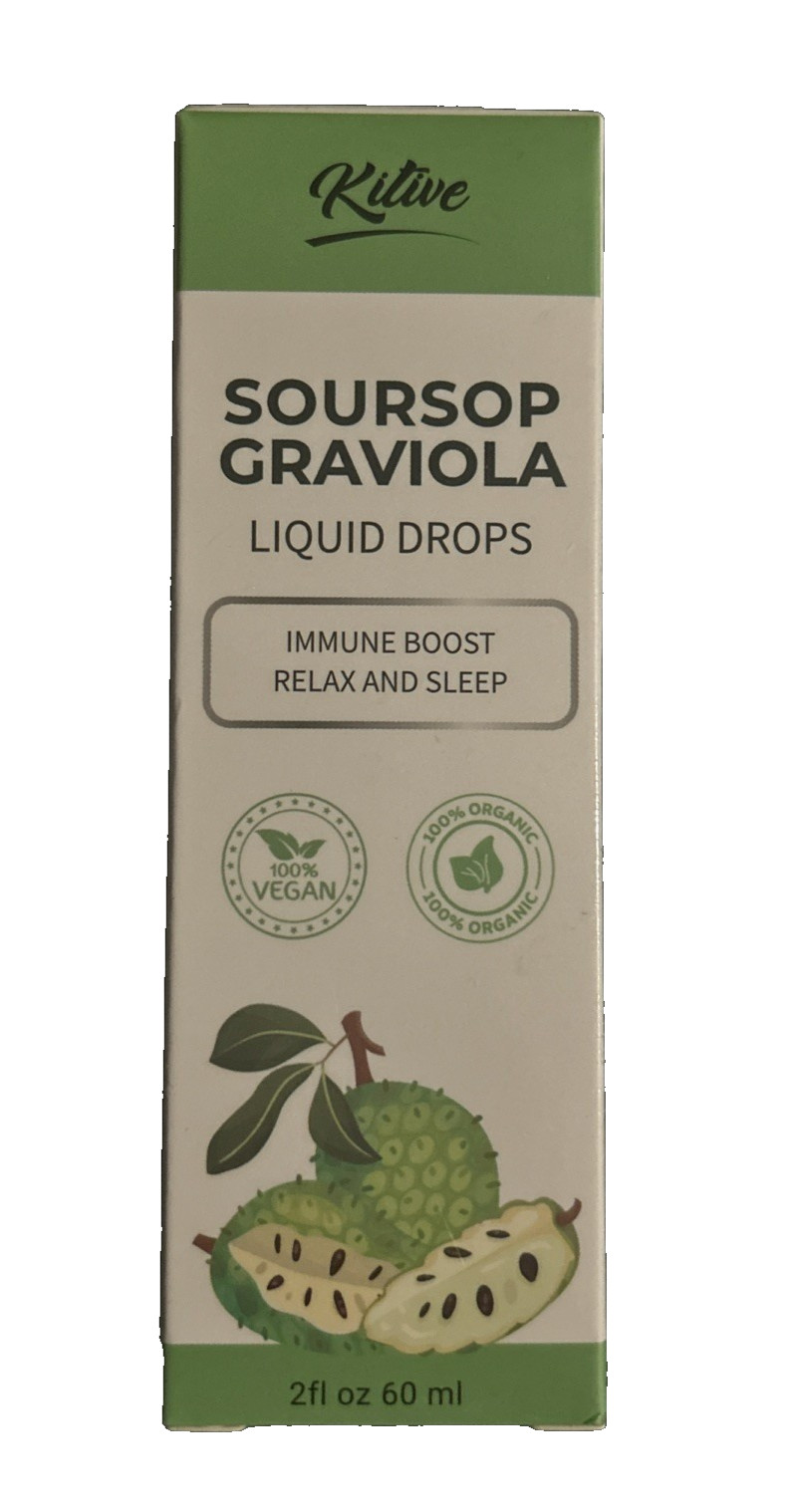 Kitive Soursop Graviola Liquid Drops Immunity Boost Relaxation & Sleep 2 fl oz