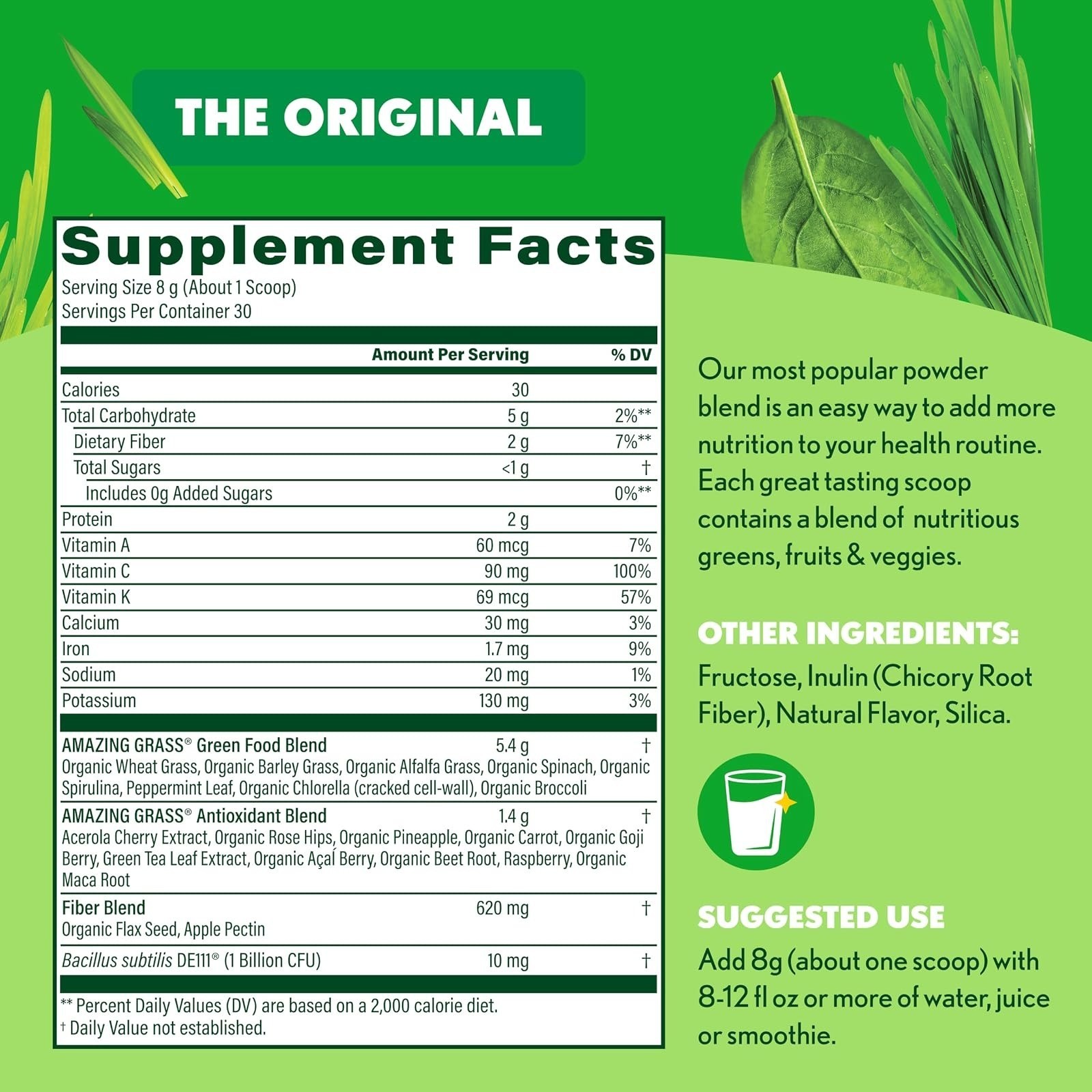Amazing Grass Super Greens Powder – Organic Smoothie Supplement – 30 Servings