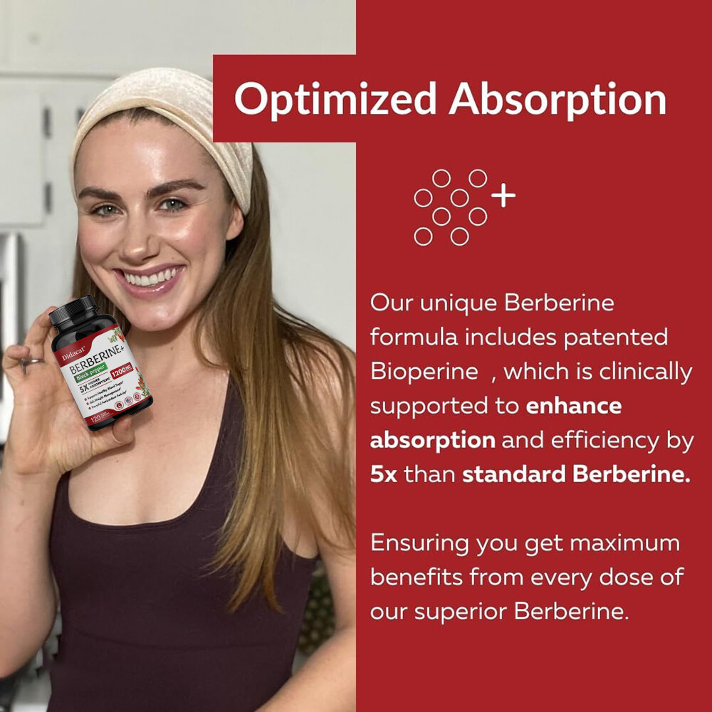 Berberine 1200mg – 5X Higher Absorption – Heart Health, Immune Support – Non GMO