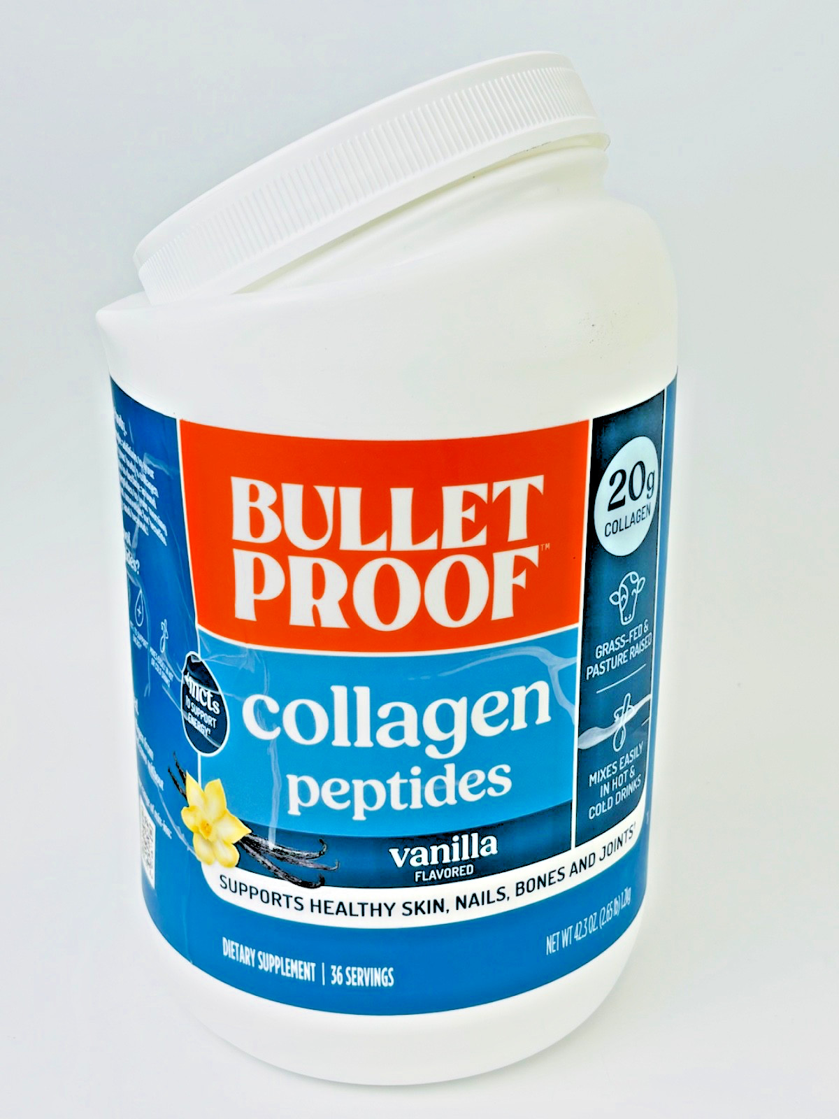Bulletproof Vanilla Collagen Protein Powder MCT Oil 19g Protein 42.3 Oz 1/12/28