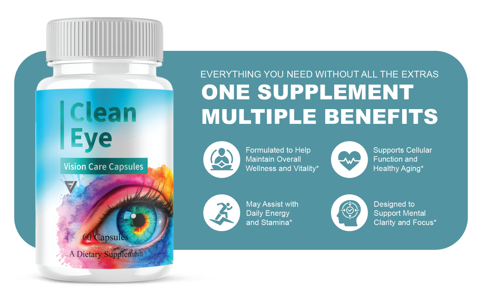 (2 Pack) Clean Eye Capsules, CleanEye Vision Care Supplement (120 Capsules)