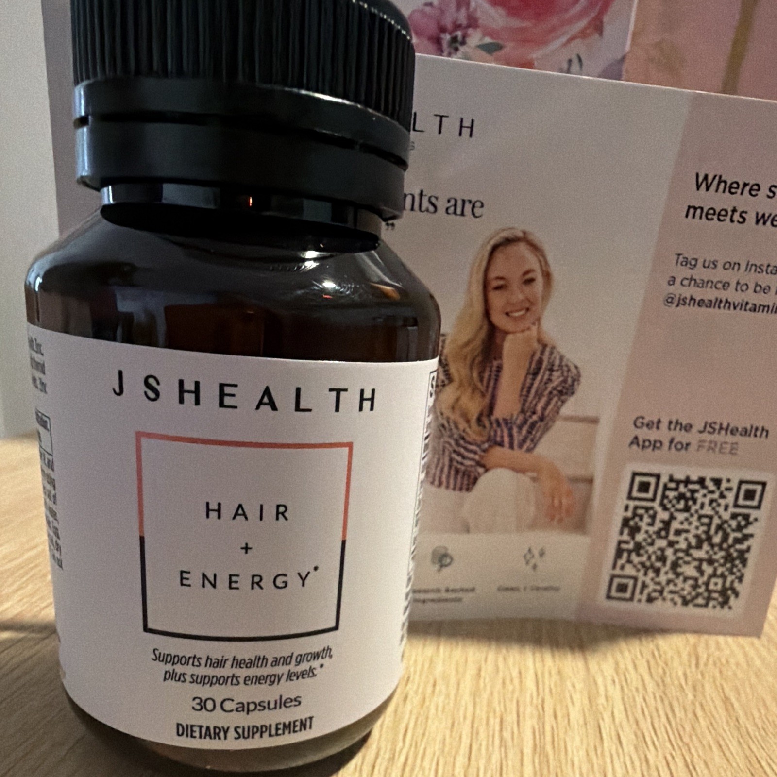 JSHealth Hair + Energy Dietary Supplement 200mcg 30 Capsules Exp 11/2027