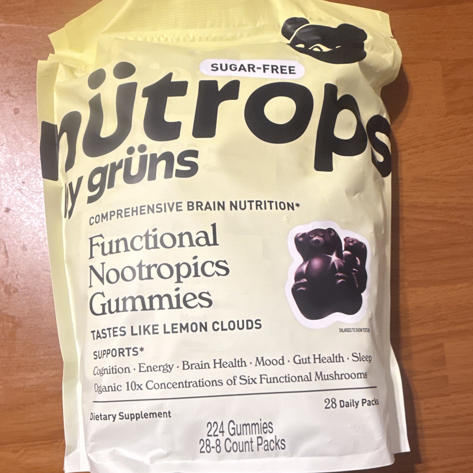 nütrops My Grüns Functional Nootropics Gummies Sugar-Free Vegan Lemon 224