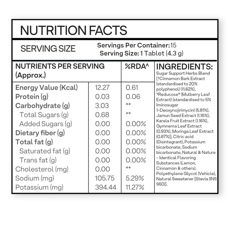 OZiva Plant Based Sugar Support Effervescent With Reducose, 30 Tablets