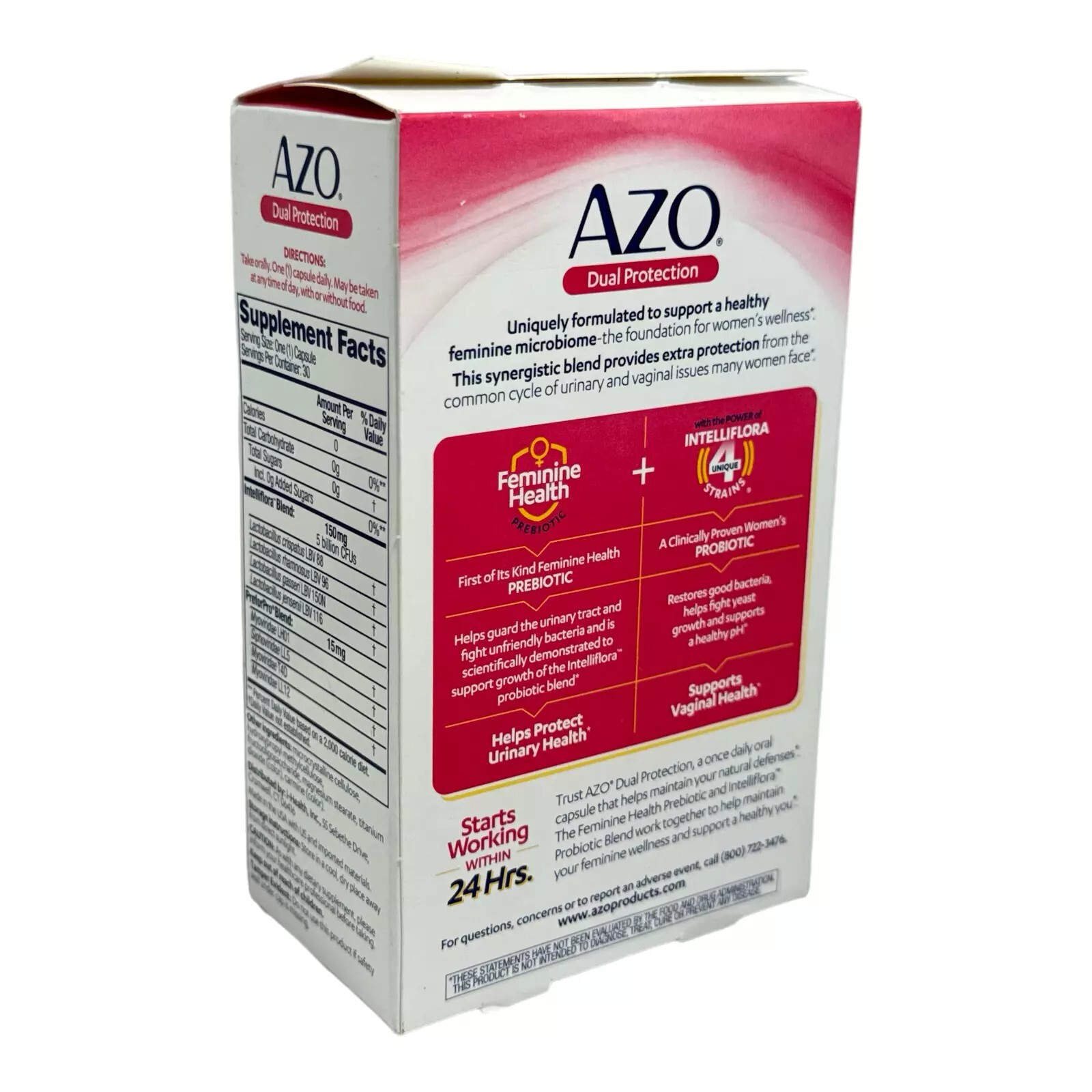 2x AZO DUAL PROTECTION URINARY & VAGINAL SUPPORT 24HR 30×2= 60 Capsules 01/27+