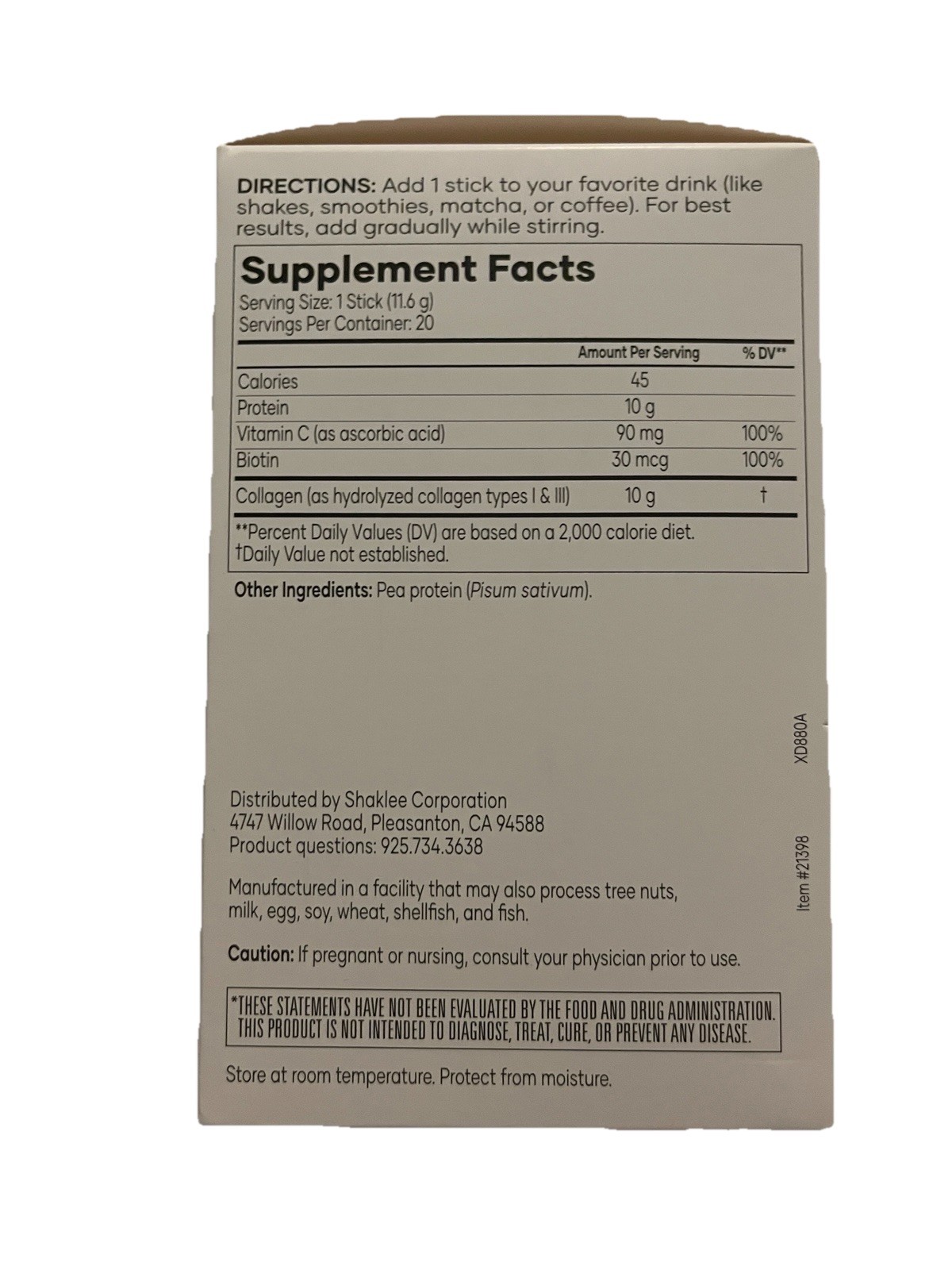 Shaklee Collagen-9 Unflavored Powder 20 Sticks 10g Exp Jan 2027