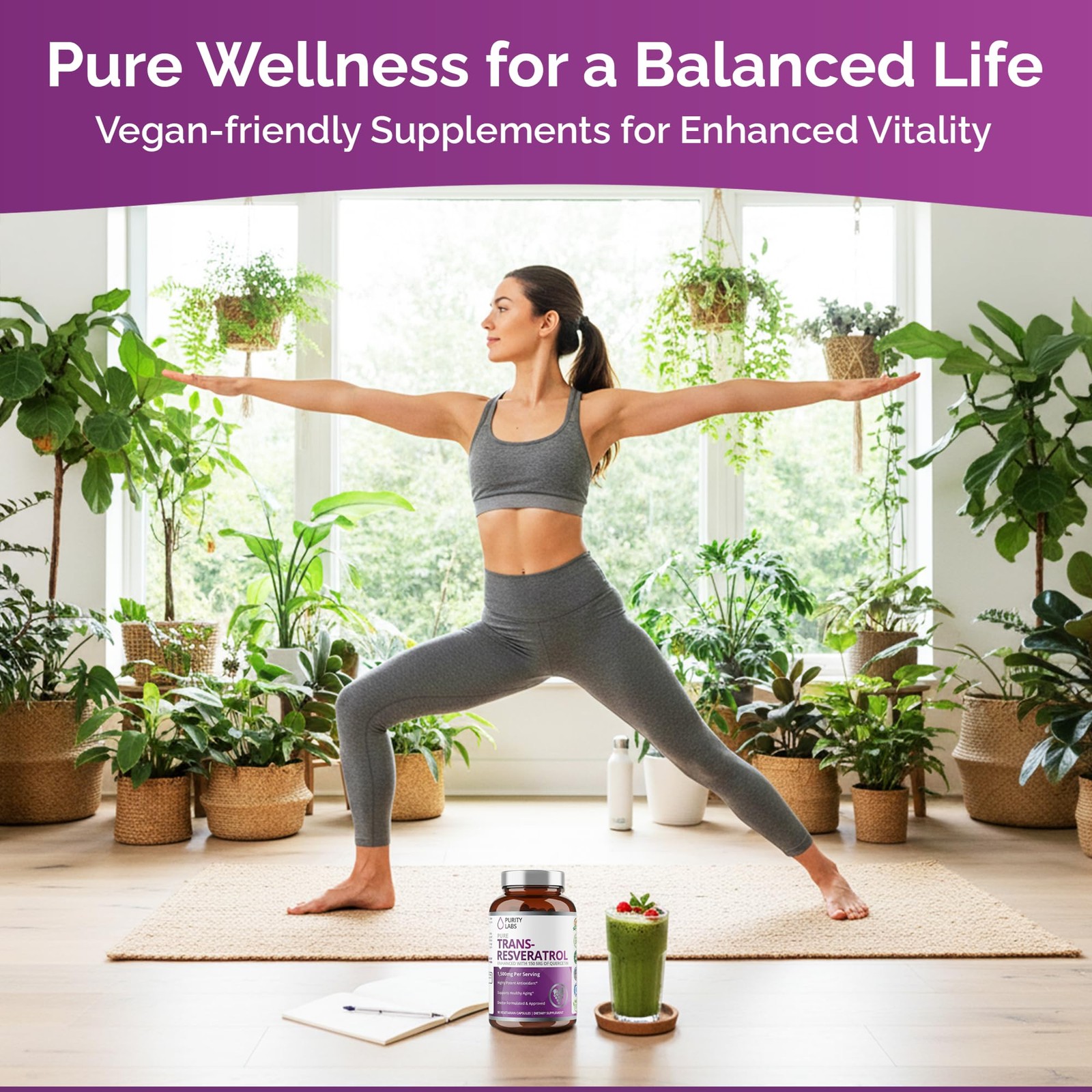 Purity Labs Pure Organic Trans Resveratrol Supplement 90 Count (Pack of 1)