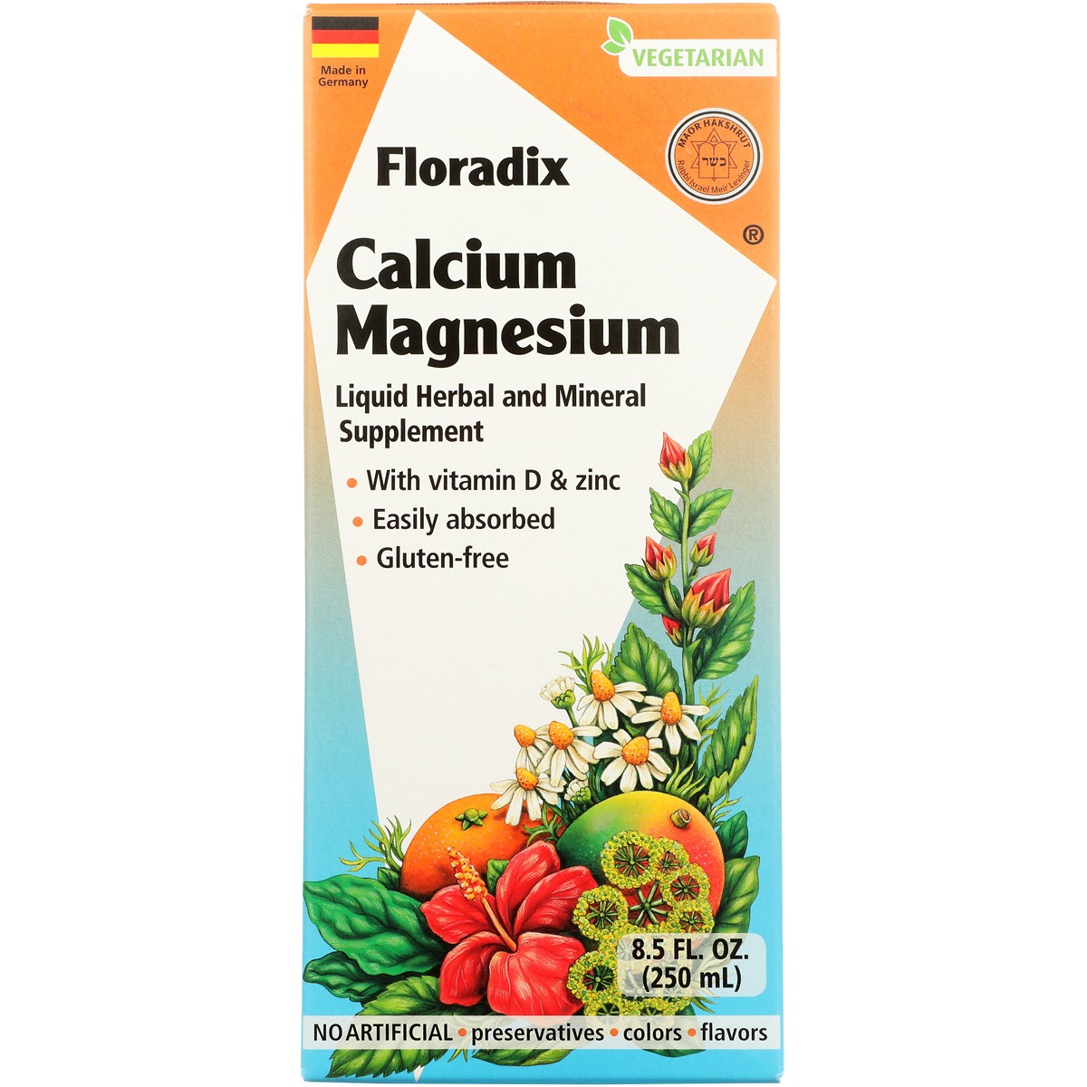 Floradix Liquid Calcium Magnesium Herb Mineral Supplement 8.5 Fl Oz 1 Pack