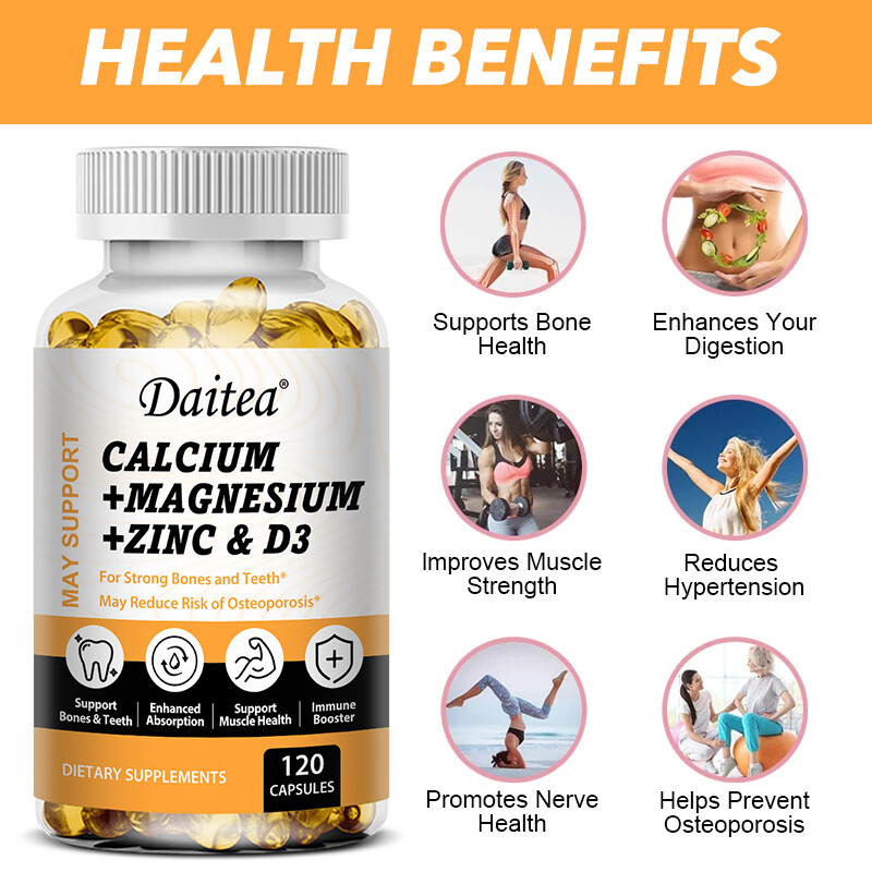 Calcium Magnesium Zinc with Vitamin D3 Strong For Bone Health Muscle Improvement