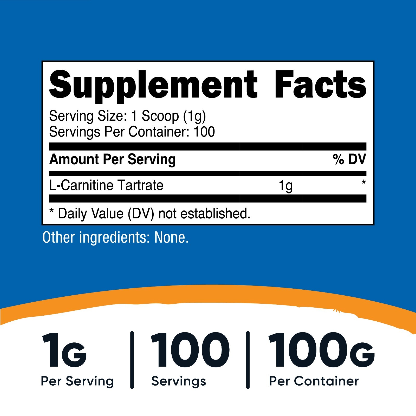 Nutricost L-Carnitine Tartrate Powder (100 Grams) – 1 Gram per Serving
