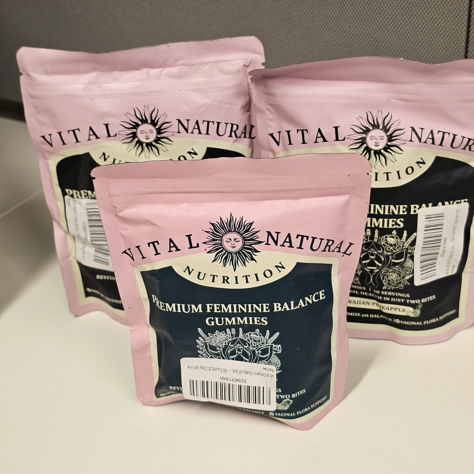 NEW Vital Natural Nutrition 3 BAGS Premium Feminine Balance Gummies Pineapple