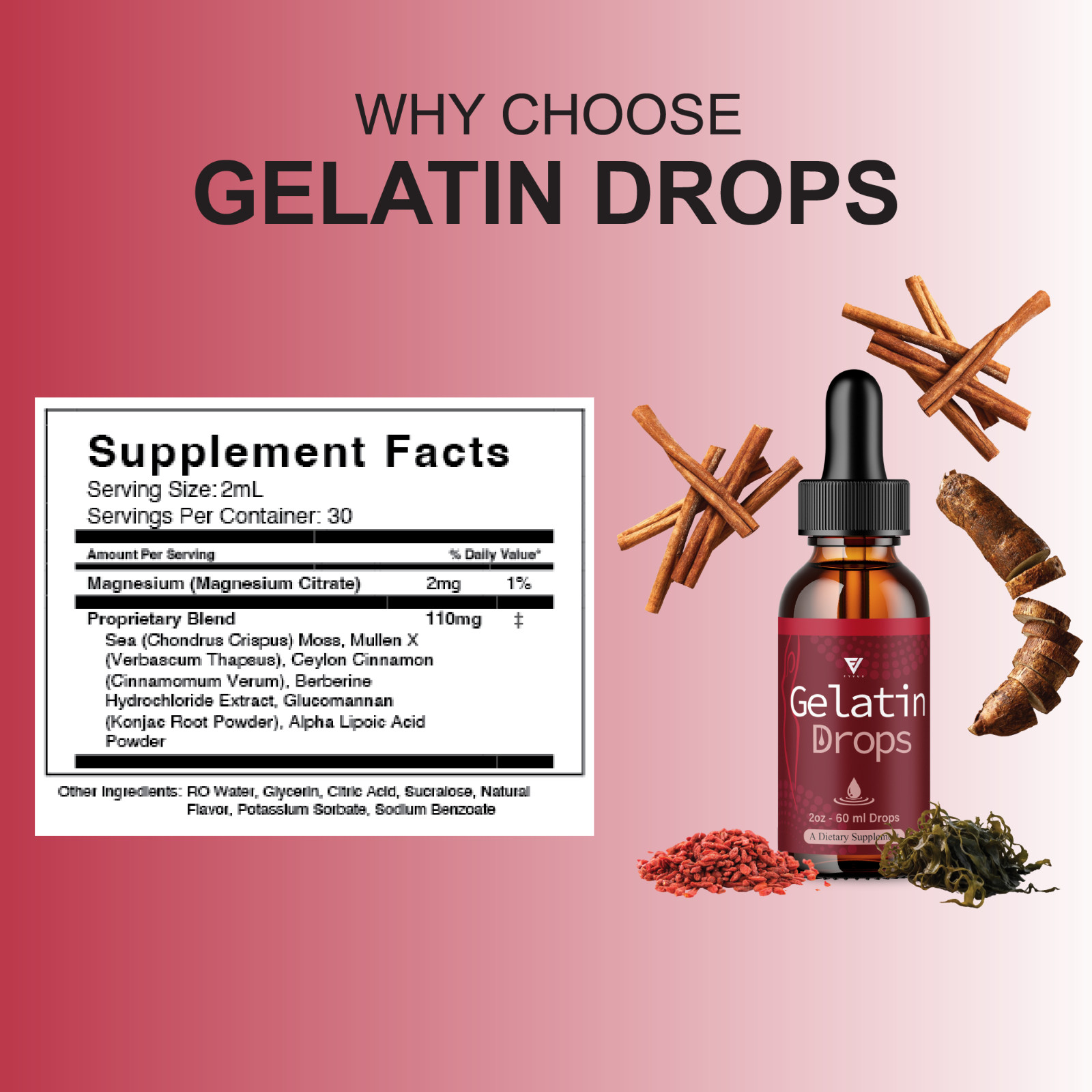 (2 Pack) Gelatin Weight Support Drops, GelatinDrops Metabolism Boost (4oz)