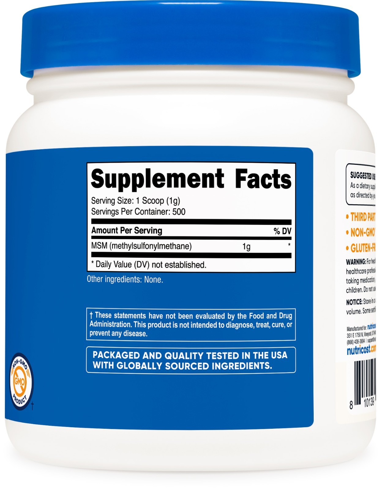 Nutricost Pure MSM Powder 500 Grams (Methylsulfonylmethane) – Gluten Free