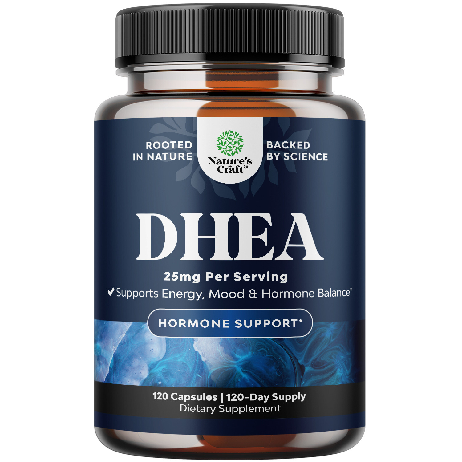 Pure DHEA 25mg per serving for Women and Men Extra Small Capsule High Absorption