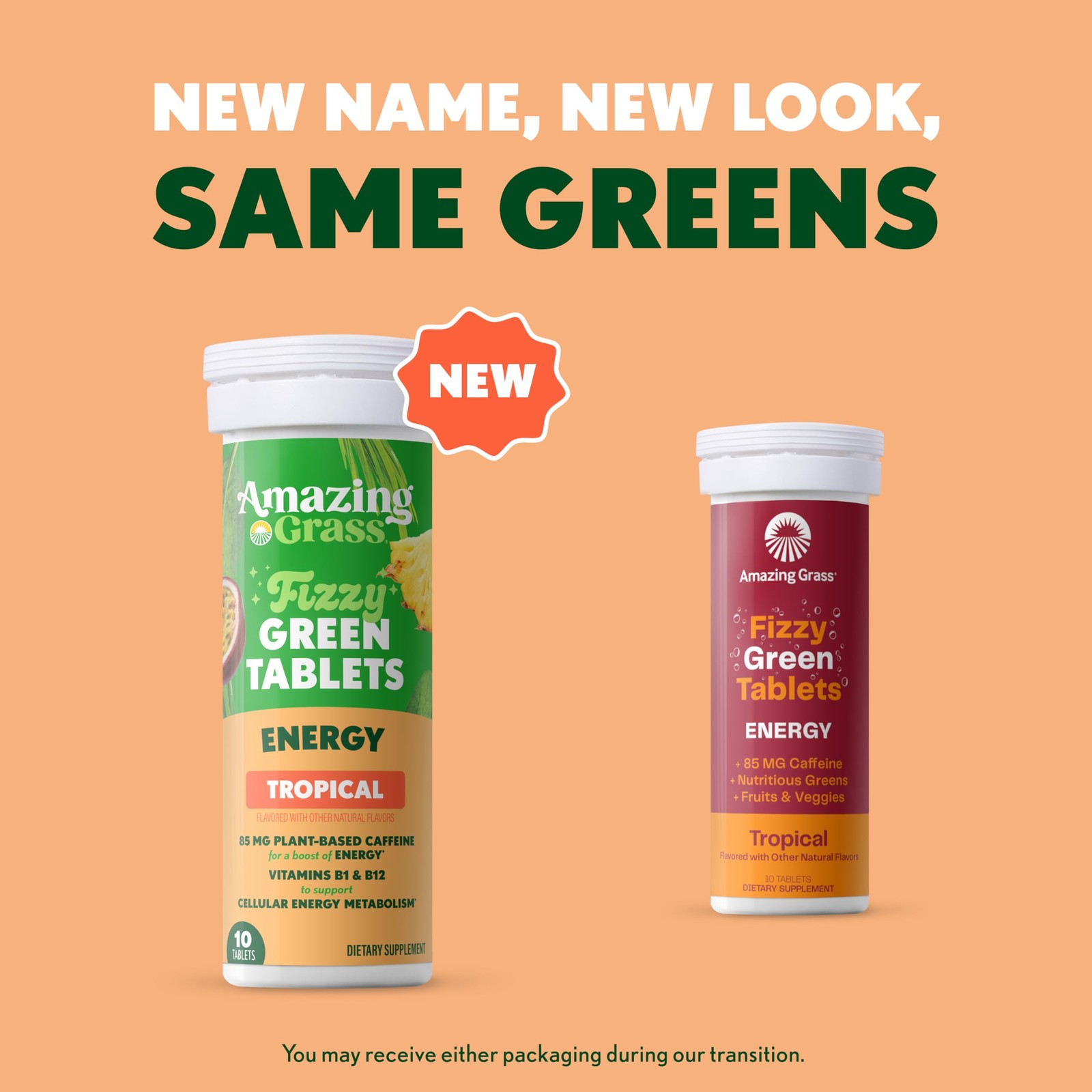 Amazing Grass Fizzy Green Tablets Energy 10 Count (Pack of 6), 60 Servings