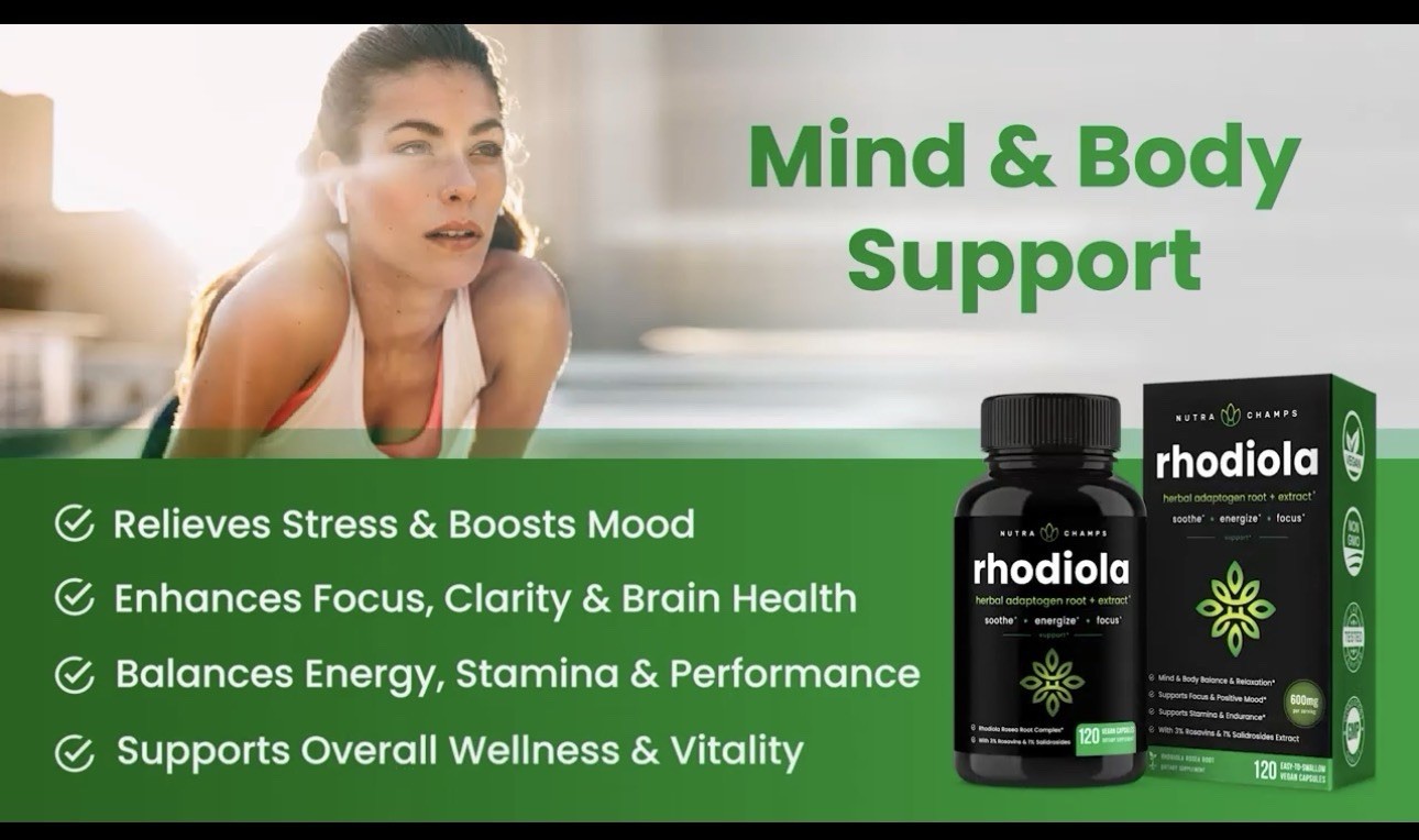 Nutra Champs Rhodiola Rosea Root Extract 600mg 120 Caps Vegan Non-GMO Keto