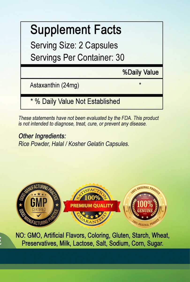 Astaxanthin Capsules 24mg Per Serving – Best Value and Premium Quality