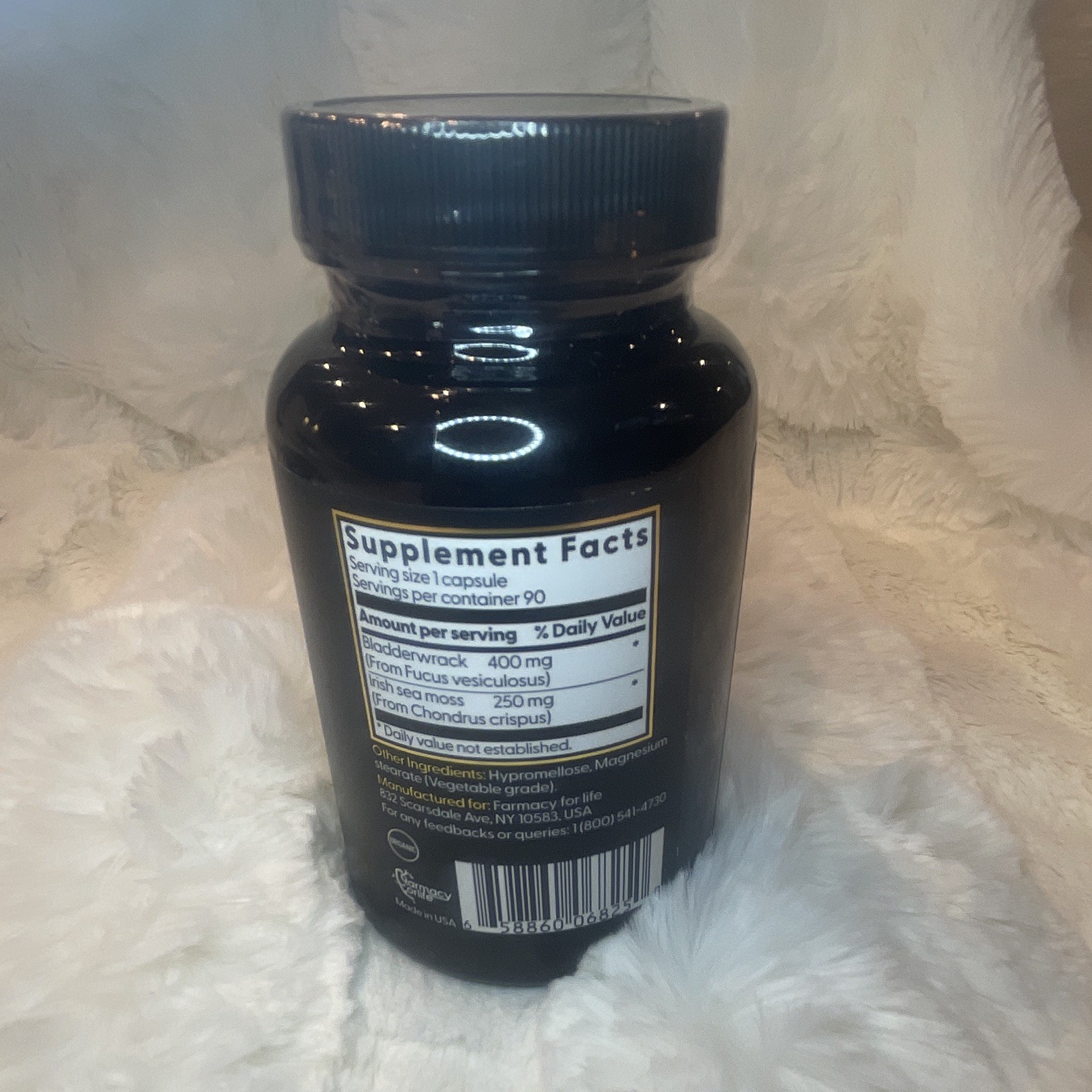Organic Irish Sea Moss + Bladderwrack 400mg Capsules 90ct Exp 2026-08