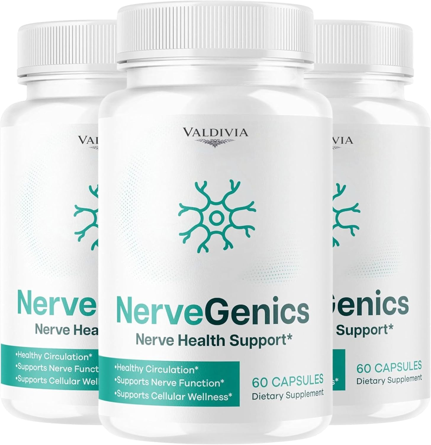 Valdivia NerveGenics 180 Capsules 3 Pack Nerve Support Supplement Made in USA