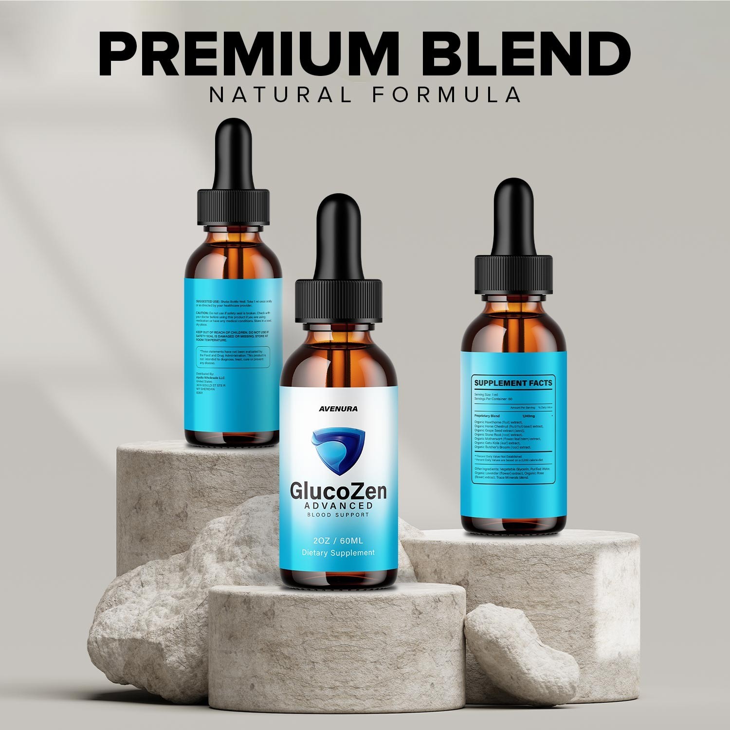 (5 Pack) GlucoZen Liquid Drops – Gluco Zen Drops Extra Strength Natural Blend