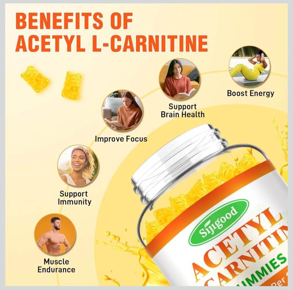 Suppgood Acetyl L Carnitine Gummies Dietary Supplement Mango 2500mg Vegan Sealed