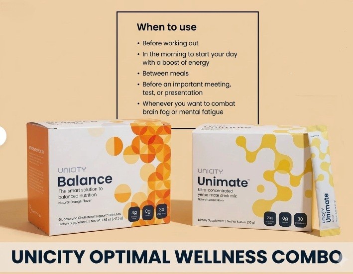 Combo-Unicity Unimate LEMON and Unicity Balance Natural Orange Flavor, New Box