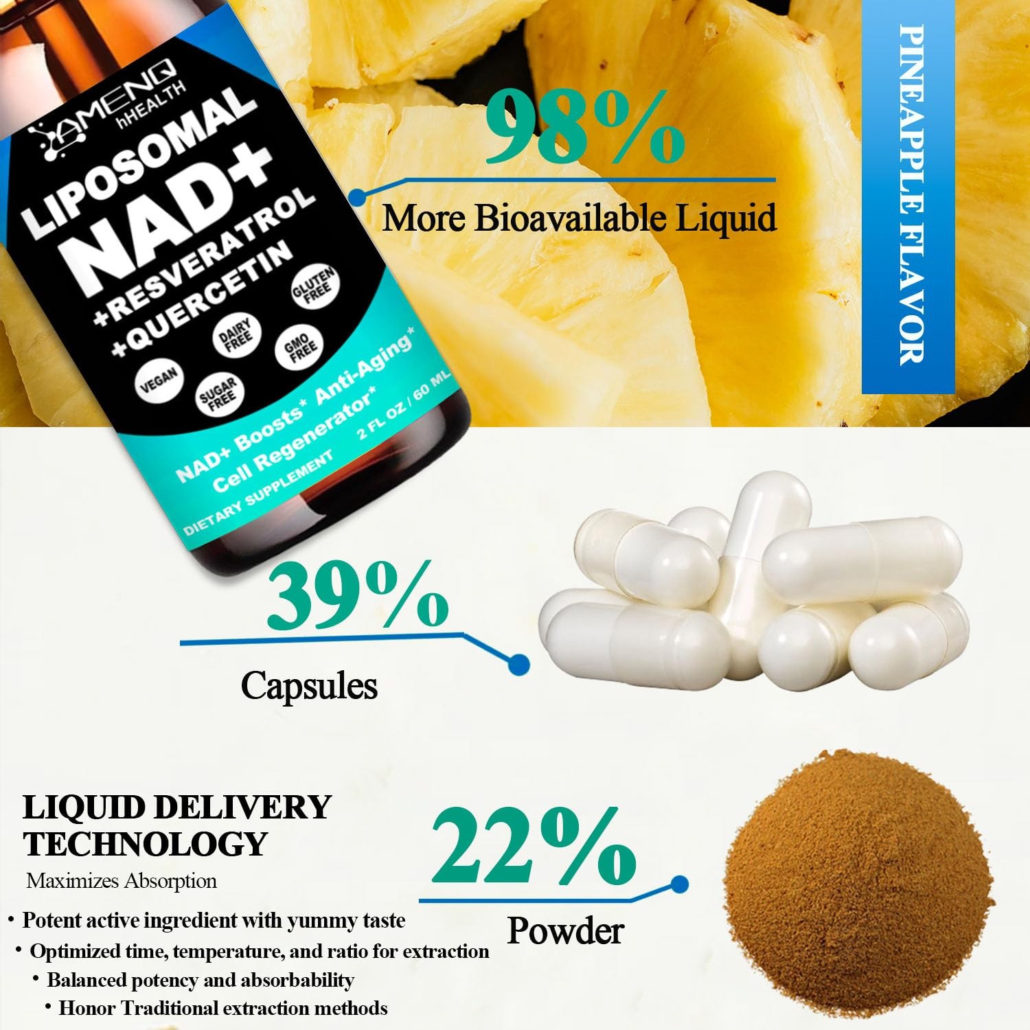 NAD Supplement, Liposomal Nicotinamide Riboside 2 Fl Oz (Pack of 1)