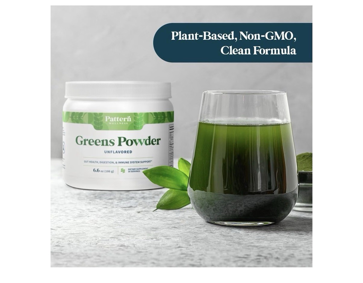 Pattern Wellness Greens Powder Superfood Unflavored Gut Immune Health 6.6oz