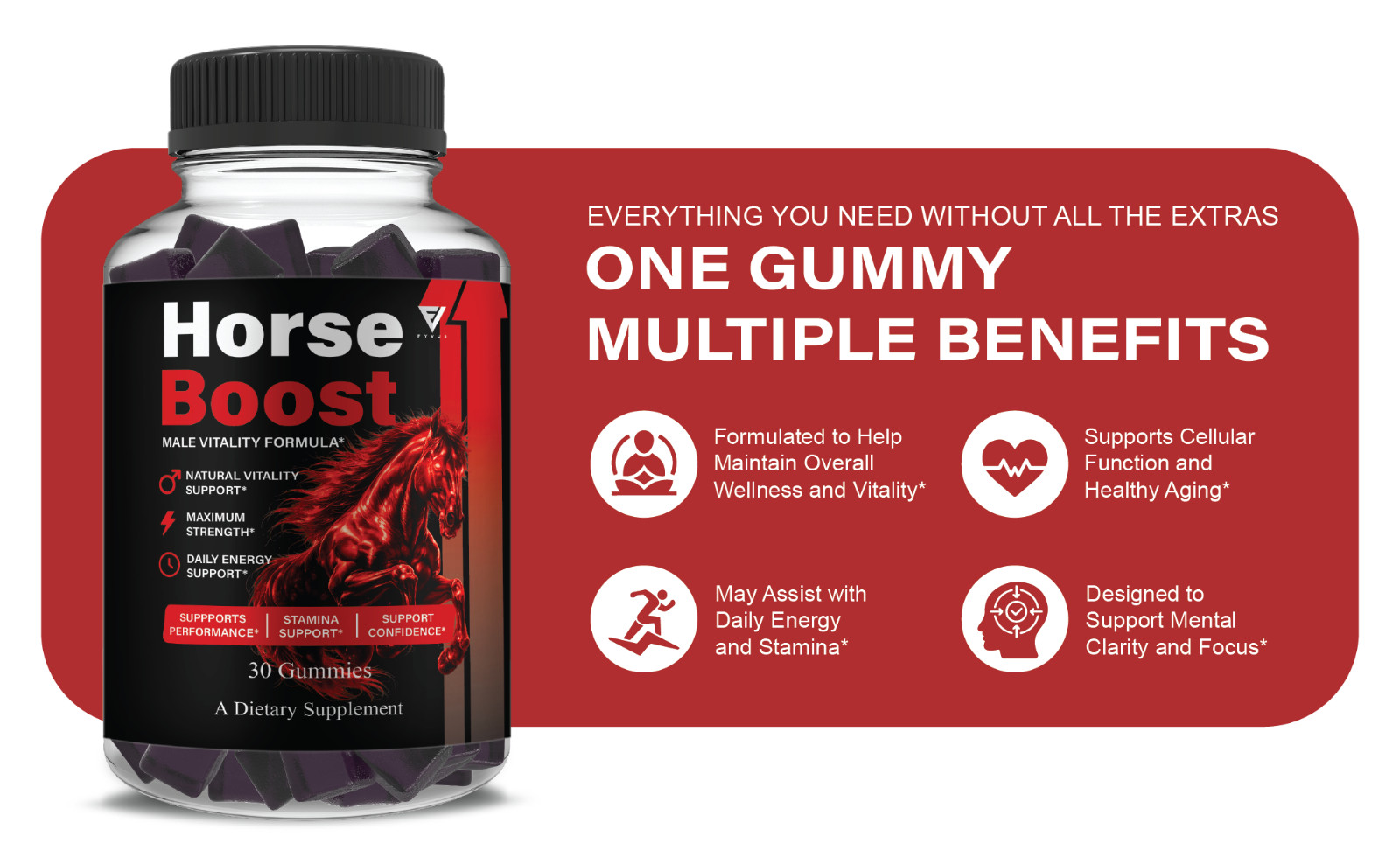 (5 Pack) Horse Boost Gummies, HorseBoost Male Performance (150 Gummies)