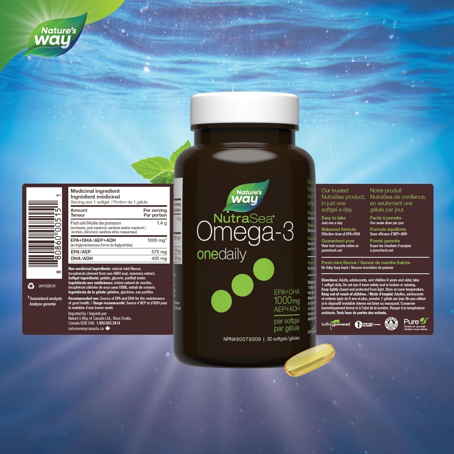 Nature’s Way NutraSea Omega-3 High Potency One Daily Fresh Mint Flavor 30pcs NEW