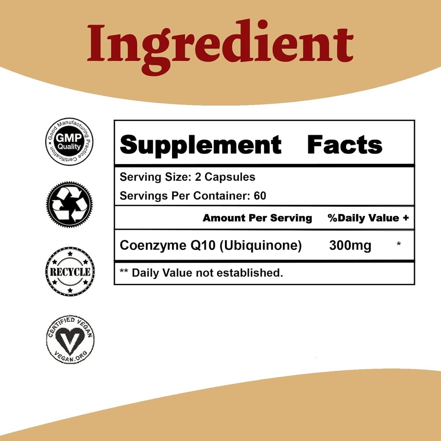CoQ10 300mg High Absorption 120 Capsules Non-GMO Gluten-Free Dietary Supplement