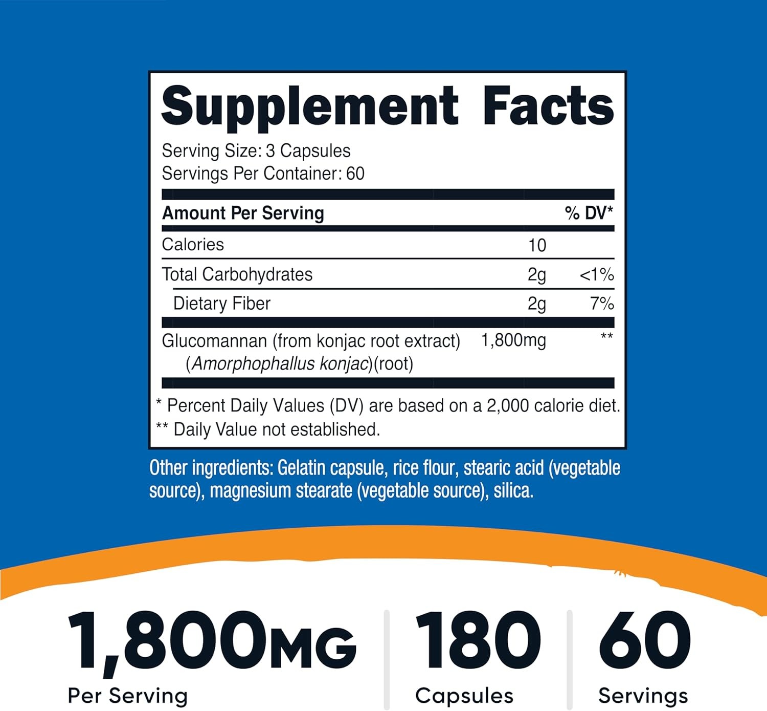 Nutricost Glucomannan 1,800mg Per Serving, 180 Capsules 180 Count (Pack of 1)