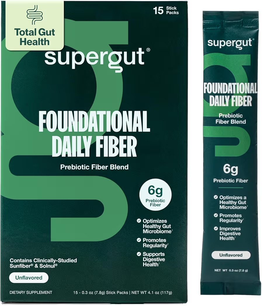Supergut Foundational Daily Fiber Vegan & Sugar Free Prebiotic Powder 15 Stick