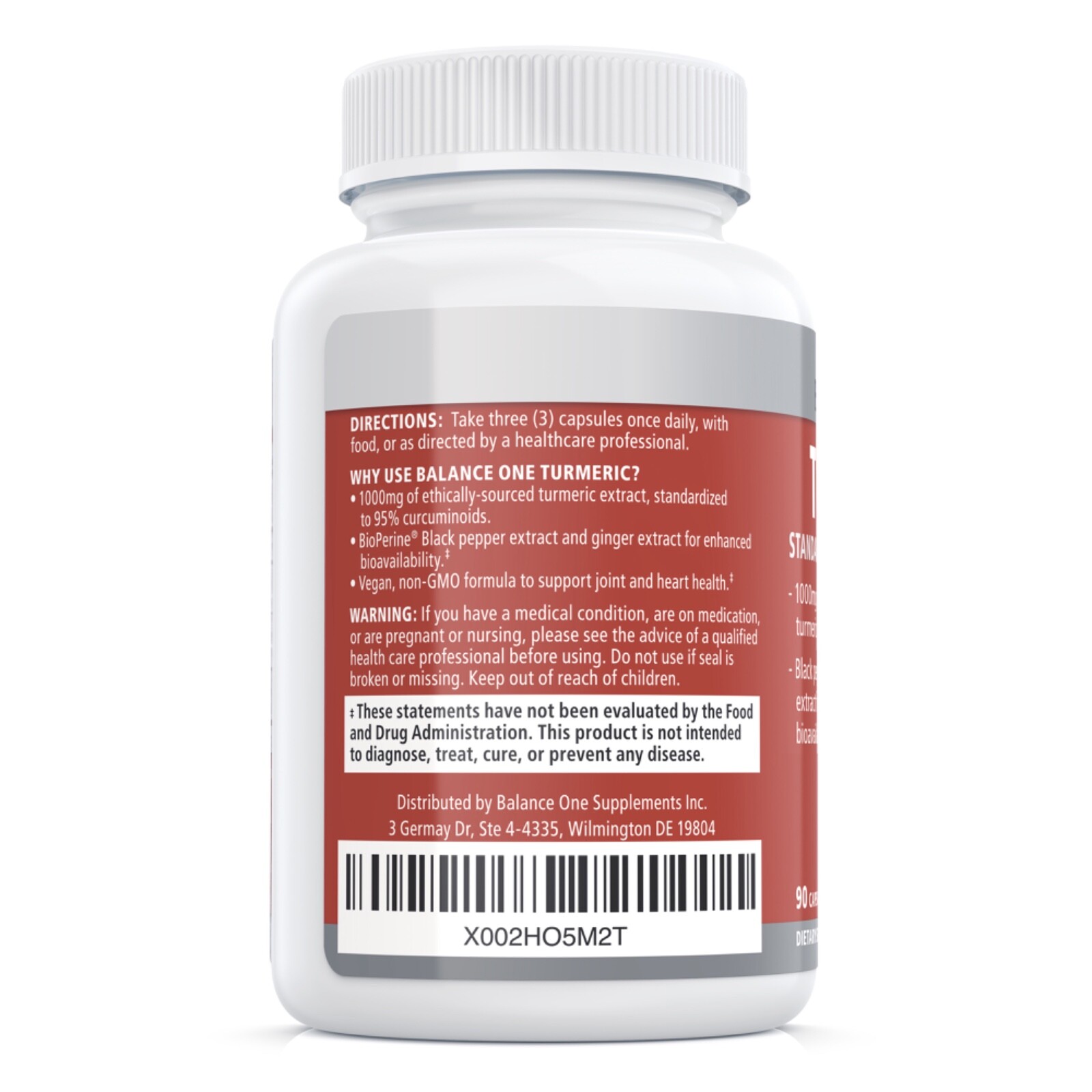 Balance ONE Turmeric Extract, Vegan, Maximum Strength Curcumin, 30 Day Supply